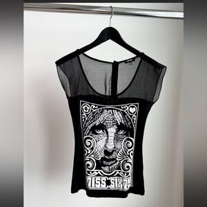 RARE Archive Miss Sixty Diamond Face Mesh Top M Y2K Luxury Designer